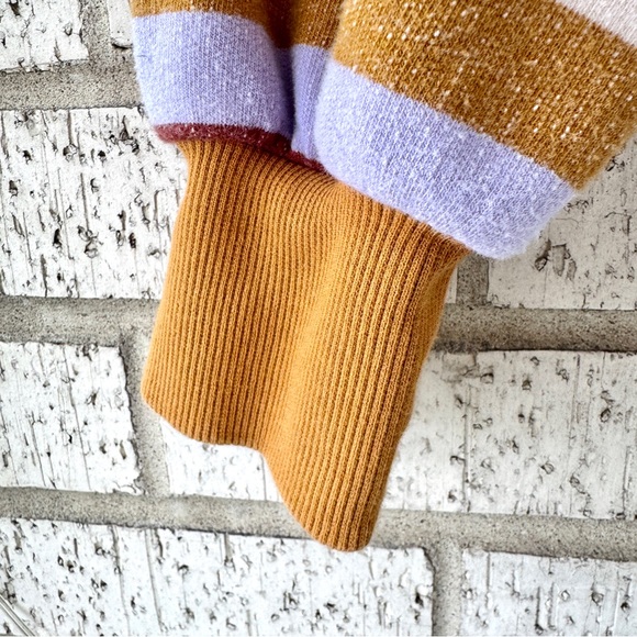 Mile(s) By Madewell Striped Mock Neck Sweater in Mustard and Lavender - Picture 2 of 5